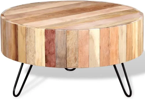 Vista 10 de Mesa auxiliar de madera en forma de V, mesa auxiliar auxiliar para sala de estar, 26 x 26 x 11.8 pulgadas, madera de acacia maciza