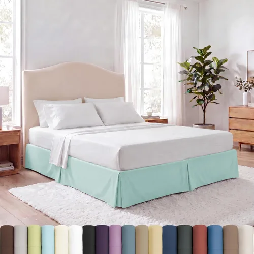 Vista 14 de Southshore Fine Linens VILANO Springs faldón para cama plisada, 15 pulgadas, Microfibra, Blanco brillante, gemelo