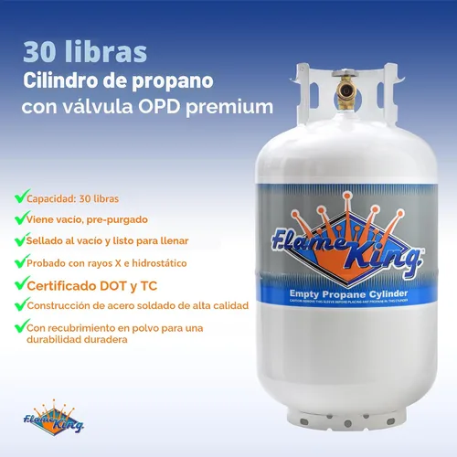 Vista 4 de Flame King - Cilindro de acero del tanque de propano con válvula de protección de desbordamiento tipo 1