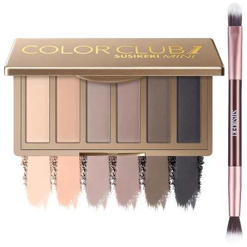 Vista 10 de SUSIKEKI 6 Colores Mini Paleta de Sombras de Ojos Maquillaje Neutro Nude Ahumado Sombra de Ojos Taupe y Marrón Mate Paleta de Maquillaje con Espejo