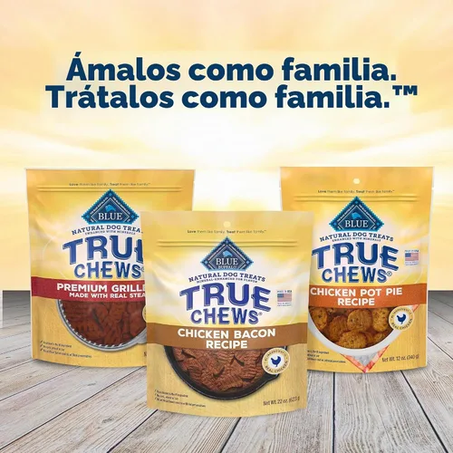 Vista 9 de Blue Buffalo True Chews - Golosinas para perros, hechas en EE. UU. con ingredientes naturales, receta de tocino de pollo, bolsa de 12 onzas