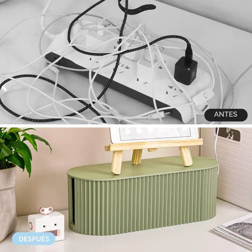 Vista 4 de FABROK Caja de organización de cables, caja organizadora de cables con 10 bridas para cables, almacenamiento de regleta de alimentación para ocultar