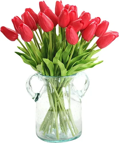 Vista 8 de 30 piezas de tulipanes artificiales de tacto real, decoración de fiesta de boda para el hogar (champán)