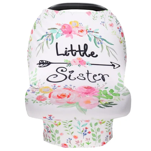 Vista 10 de Toldo para asiento de automóvil para bebé, fundas de asiento de automóvil con diseño de flores para recién nacido, fundas de cochecito infantil