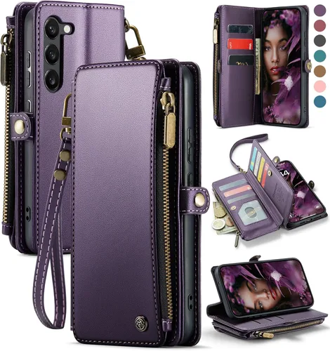 Vista 13 de Defencase Funda Cartera Magnética para Samsung Galaxy S23+/ S23 Plus Compatible con Magsafe con Bloqueo RFID, Cremallera y Portarjetas, Funda