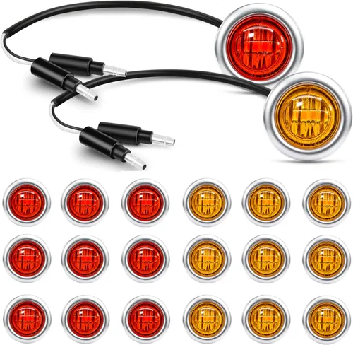 Vista 31 de Nilight Luz de marcador redonda de 3/4 pulgadas, 10 unidades, luz LED ámbar de separación, 2 conectores, indicadores laterales, luces de bala IP68