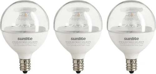 Vista 9 de Sunlite Bombilla LED G16.5, 7 vatios (equivalente a 60 W), 500 lúmenes, regulable, base de candelabro tipo G en forma de globo E12, bombillas Frost