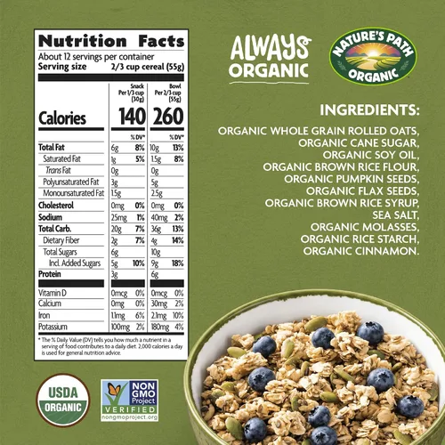 Vista 2 de Nature's Path Granola Orgánica de Semilla de Calabaza + Linaza, 24.7 oz (Paquete de 1), Sin OGM
