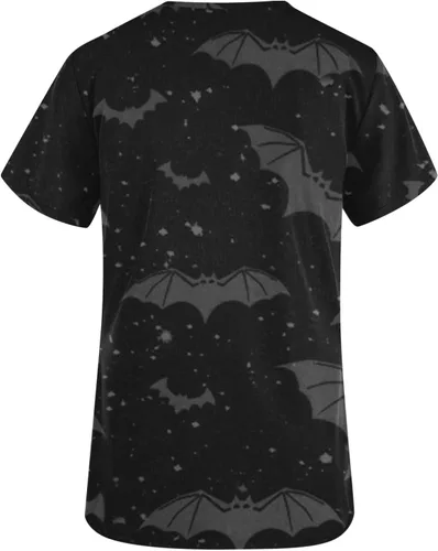 Vista 3 de V-Neck Scrubs Tops for Women Short Sleeve Halloween T-Shirt Cute Print V Neck Tunic Blouse Comfy Nurse Uniforms Womens Tops Clearance Under 10.00