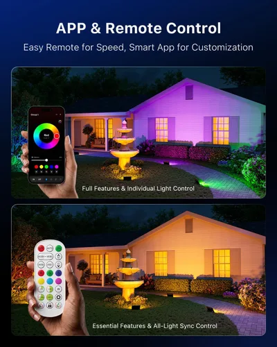 Vista 10 de FALOVE Paquete de 4 luces de inundación inteligentes RGBW por App Control