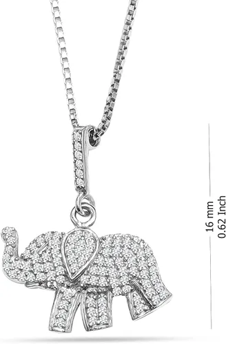 Vista 4 de LeCalla 925 Sterling Silver Elephant Necklace for Women Animal Necklace Pendant Gift for Animal Lover Good Luck Elephant Pendant Necklace Jewelry