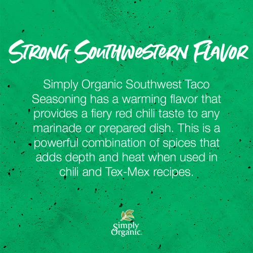 Vista 4 de Simply Organic Southwest - Condimento para tacos, certificado orgánico, 1.13 onzas, paquete de 3