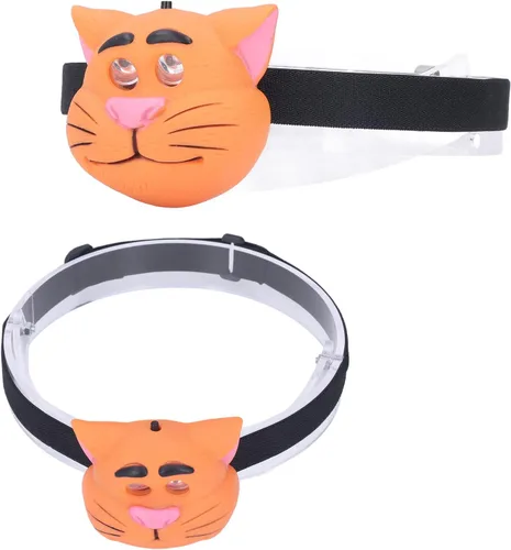 Vista 4 de CUEA Faro LED, 2 modos de luz, efecto gato, faro para niños, plástico, senderismo, al aire libre, niños