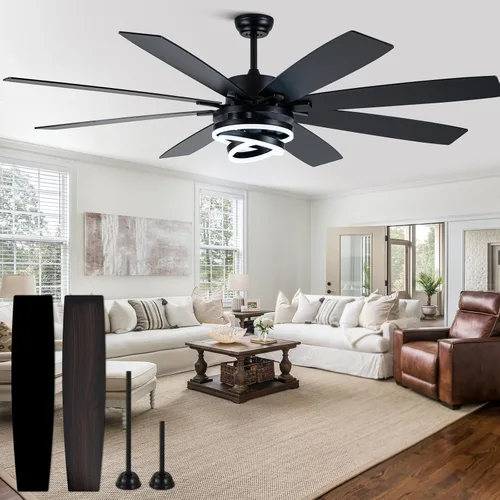 Vista 16 de Ventilador de techo retráctil de 42 pulgadas con ventilador de techo rústico de granja marrón (Brown-1)