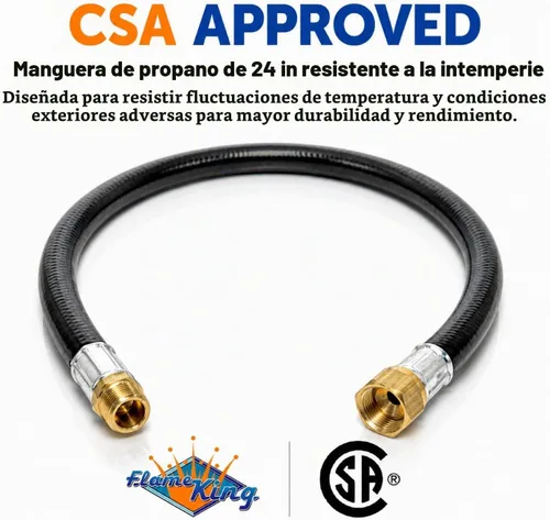 Vista 3 de Flame King Conjunto de manguera de plástico termoplástico de propano de 24 pulgadas, diámetro interior de 3/8 pulgadas, MPT de 3/8 pulgadas x brida