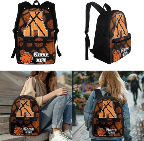 Vista 127 de FOR U DESIGNS Fuego baloncesto impreso niños escuela mochilas viaje mochila libro bolsa
