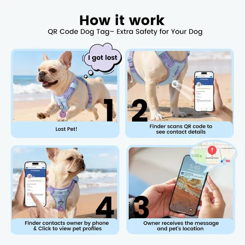 Vista 9 de Arnés para perro sin tirones a prueba de fugas para perros pequeños y cachorros, chaleco ligero ajustable con clip frontal y trasero, bolsillo