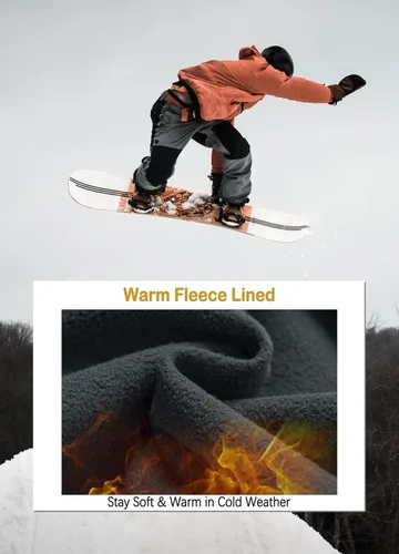 Vista 4 de Pantalones de esquí de nieve para mujer, con forro polar, impermeables, aislados, cálidos, softshell, pantalones cargo para senderismo