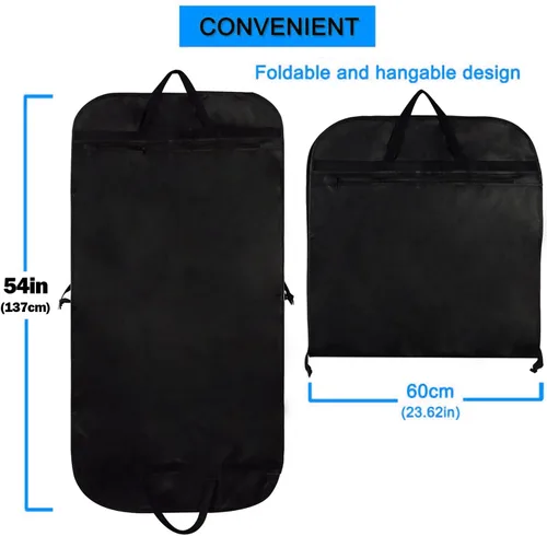 Vista 2 de Bolsa de ropa transpirable de 54 pulgadas para hombre, fundas de traje, bolsa de transporte de viaje con asas, plegable