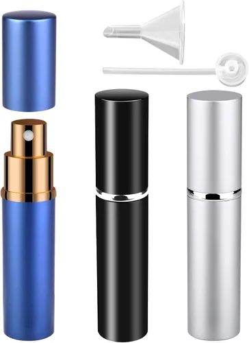Vista 19 de Botellas atomizadoras de perfume de viaje recargables, 2 botellas de spray portátiles de 0.3 fl oz, atomizador de perfume recargables para después