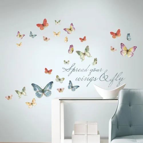 Vista 2 de RoomMates RMK3263SCS Lisa Audit Calcomanías de pared con cita de mariposa para despegar y pegar