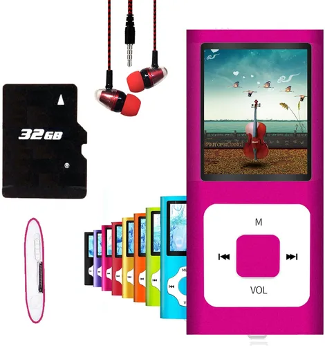 Vista 9 de Hotechs - Reproductor de MP3, reproductor de música MP3 con tarjeta SD de memoria de 32 GB, pantalla LCD digital clásica delgada de 1.82 pulgadas