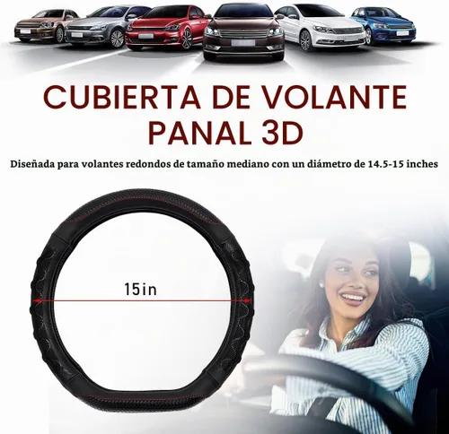 Vista 2 de DXNQ Funda para volante de automóvil, 15 pulgadas, diseño de panal 3D, protector de volante de automóvil con agarre cómodo, transpirable Negro