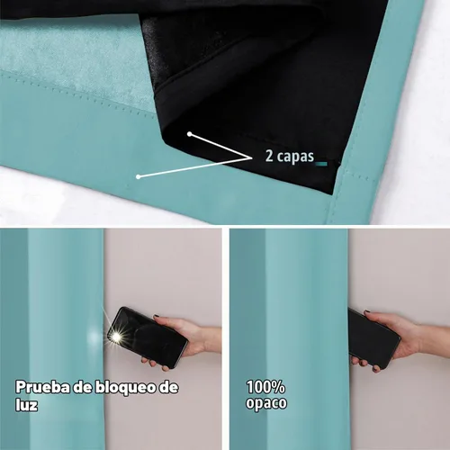 Vista 4 de ChrisDowa Cortinas 100% opacas de 63 pulgadas de largo para dormitorio con forro negro, 2 capas gruesas totalmente opacas con aislamiento térmico