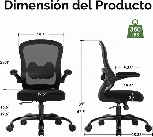 Vista 2 de Silla de oficina ergonómica para escritorio, silla de computadora