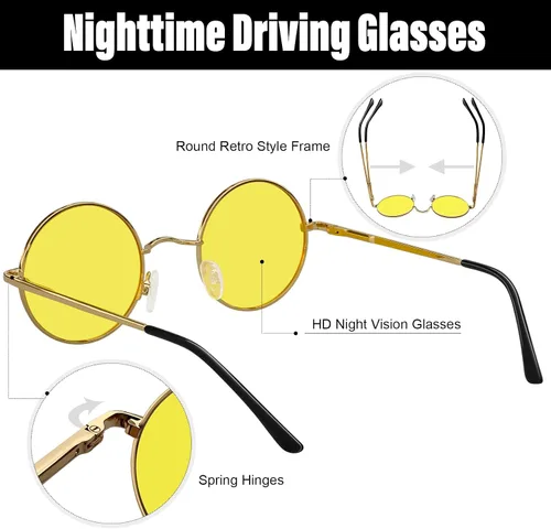 Vista 4 de KANASTAL Gafas de sol redondas polarizadas para mujeres y hombres, estilo hippie con protección UV400