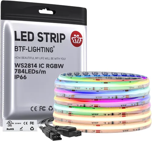 Vista 15 de BTF-LIGHTING Tira LED FCOB COB WS2814 IC RGBW 6000K Flexible de Alta Densidad con Efecto de Persecución de Color Uniforme 3m DC24V 896LED/m 16IC/m