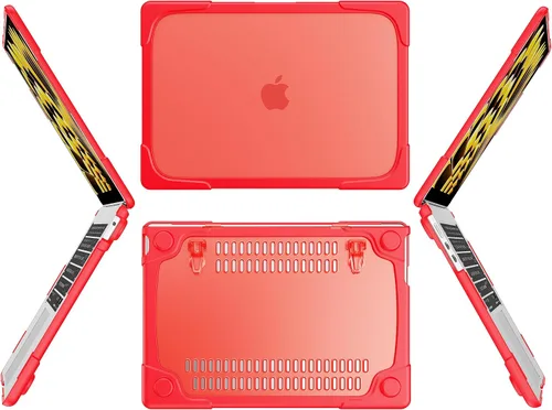 Vista 3 de Batianda - Funda resistente para MacBook Air de 15 pulgadas 2023-2026, color rojo Ergonomic Foldable Stand Holds 22 lbs, TPU Bumper, Matte