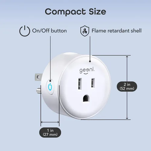 Vista 9 de Geeni Dot Enchufe inteligente con conectividad WiFi de 2.4GHz – Paquete de 2 tomas inteligentes compactas y resistentes al fuego con programador