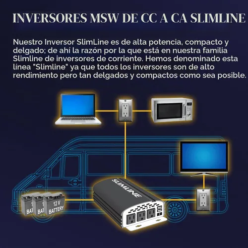 Vista 6 de Wagan EL3720 1000W Slimline Plus Inversor de corriente de CA a CC 1000 vatios TrueRated Continuo de 2500 vatios de sobretensión DC 12V a CA 110V