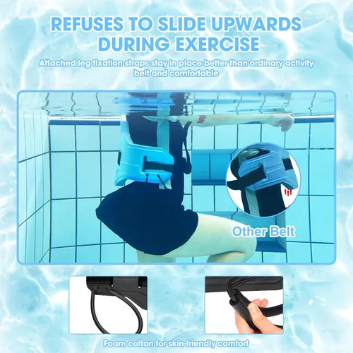 Vista 2 de Cinturón flotante para natación, aeróbicos acuáticos con correas de fijación, cinturón de flotación para piscina, fitness y terapia de entrenamiento