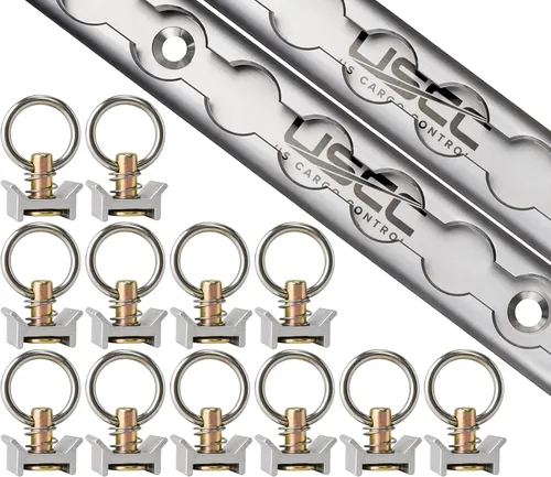 Vista 12 de US Cargo Control Sistema de amarre de riel en L: (2) rieles de aluminio anodizado en L de 4 pies y (4) accesorios de junta tórica de un solo perno