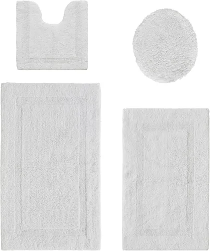 Vista 39 de Better Trends Juego de 4 alfombras de baño de lujo, 100% algodón, suaves, absorbentes de agua, reversibles, lavables a máquina, para decoración