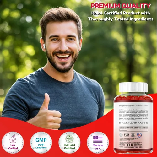 Vista 5 de SHIFAA NUTRITION Gomitas de vinagre de sidra de manzana Halal. Gomitas de limpieza y desintoxicación ACV para apoyo inmunológico y digestión.
