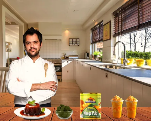 Vista 5 de Puré de pulpa de mango Rani (hace batidos de mango Lassi) Alphonso endulzado 30 onzas (1.875 libras) 29.98 oz ~ Kosher Todo natural Sin OMG