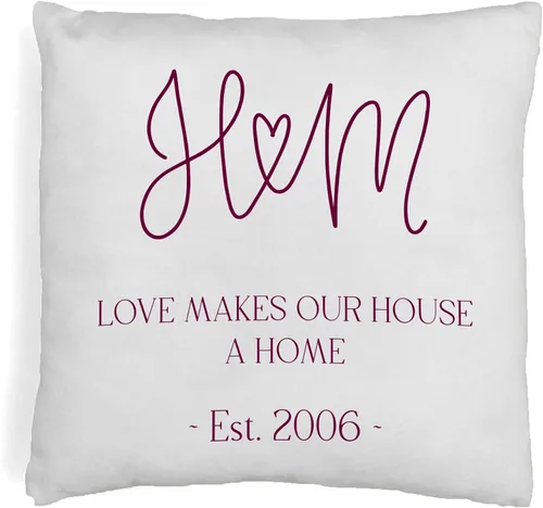 Vista 9 de sockprints Personalized Pillow Case Cover 18x18 - Throw Pillow Covers - Custom Monogram Accent Pillow - Pillow Covers with Names - Love Makes Our