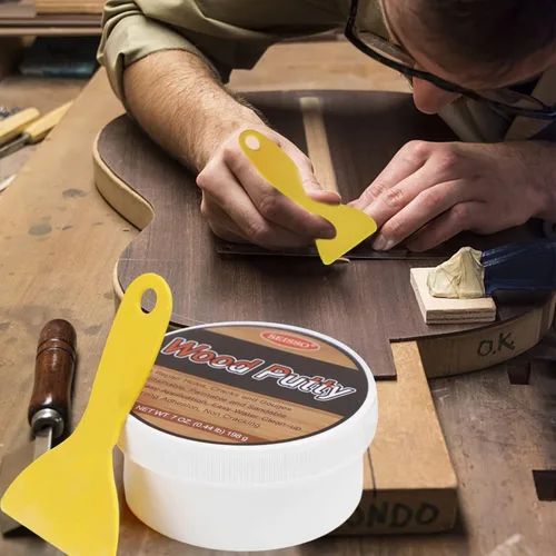 Vista 6 de DEWEL Masilla de relleno de madera, kit de reparación de muebles de madera, relleno de madera blanca manchable y paintab, reparación rápida