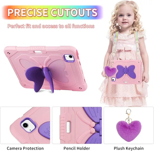 Vista 4 de WESADN Funda para iPad Air de 5ª generación para iPad Pro de 11 pulgadas, 4ª/3ª/2ª/1ª con protector de pantalla/atril de mariposa