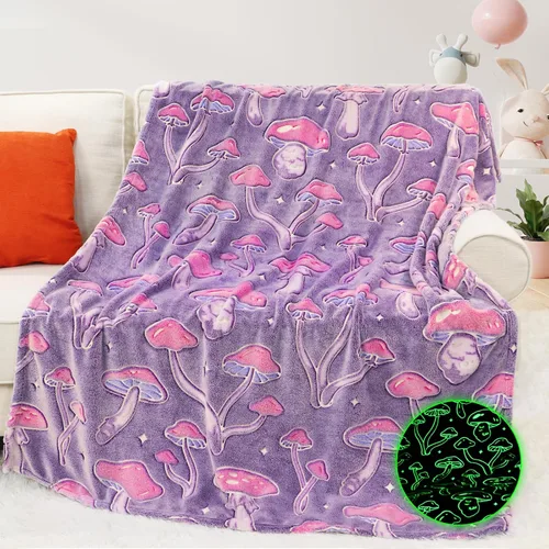 Vista 19 de MIBOI Manta de dinosaurio que brilla en la oscuridad para niños, manta Manta Glow Dino