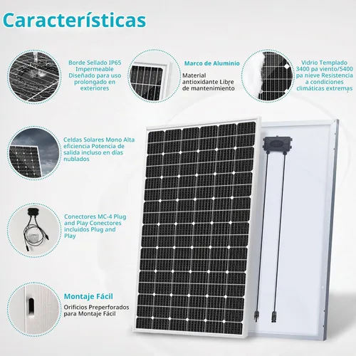 Vista 3 de Kit de panel solar de 2100 W para el hogar, 6 paneles solares monocristalinos de 350 W 24 V, controlador de carga MPPT de 100 A, montaje de soportes