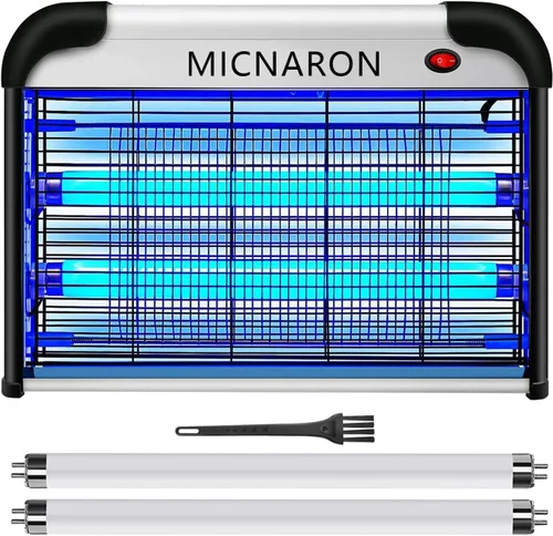 Vista 7 de Exterminador eléctrico de insectos para interiores, 2800 V potente asesino de insectos voladores con atracción de luz azul de 20 W, máquina de 2800
