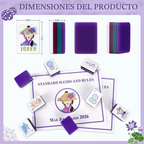 Vista 2 de Juego de azulejos Mahjong americanos de acrílico 160 (morado)
