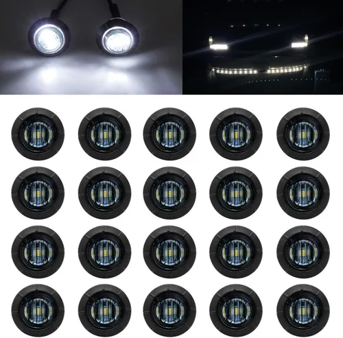 Vista 10 de FXC Luces LED de señalización de 3/4" redondas, indicadores de advertencia, luces laterales, frontales y traseras, luces de giro, cola y marcha