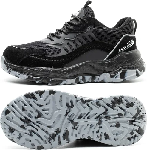 Vista 2 de Zapatos de trabajo con punta de acero para hombres y mujeres, ligeros, indestructibles, a prueba de pinchazos, cómodos, zapatos de seguridad