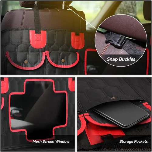 Vista 5 de DNA Motoring Funda de asiento de coche para perro, funda para asiento trasero para mascotas, 100% impermeable, a prueba de arañazos, antideslizante