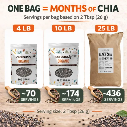 Vista 7 de Semillas orgánicas de chía negra de 4 libras a granel – Superalimento Omega-3 con alto contenido de fibra, sin OMG, sin gluten, veganas, kosher